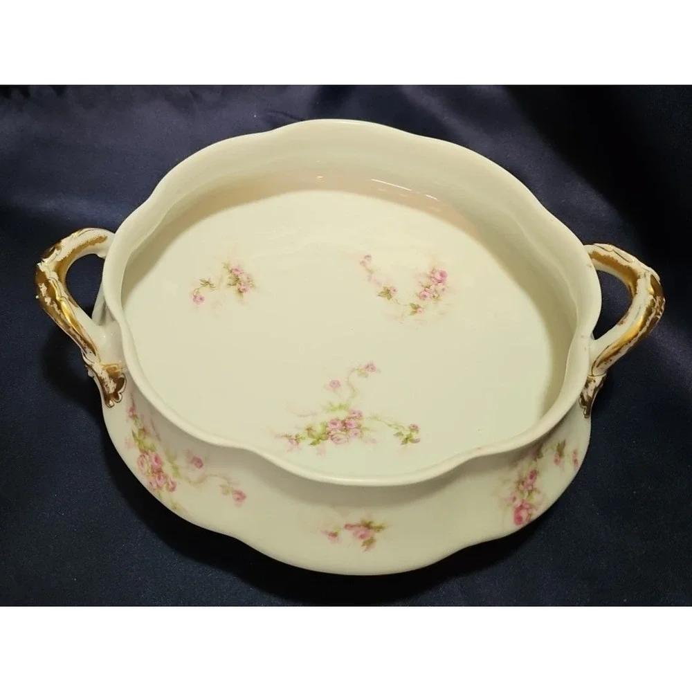 Antique‎ Haviland France Limoge Gold/Pink Roses Vegetable Bowl